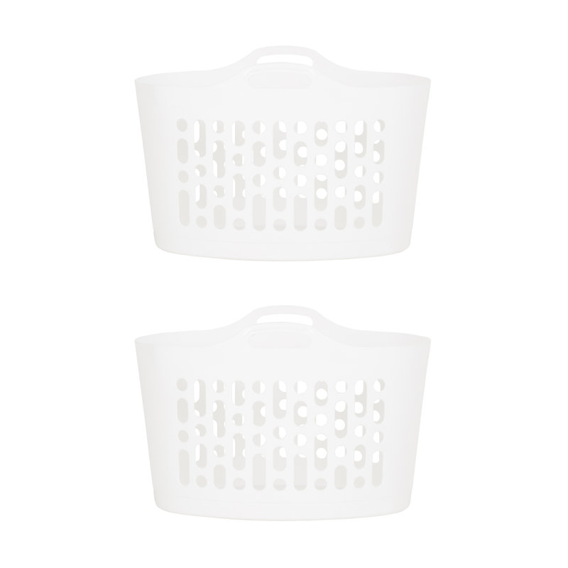 Wham Flexi-Store Laundry Basket Pack of 2 Ice White