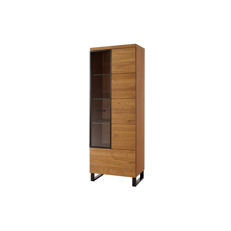 Laimondo Solid + Manufactured Oak Wood 1-Door Display Cabinet, Left