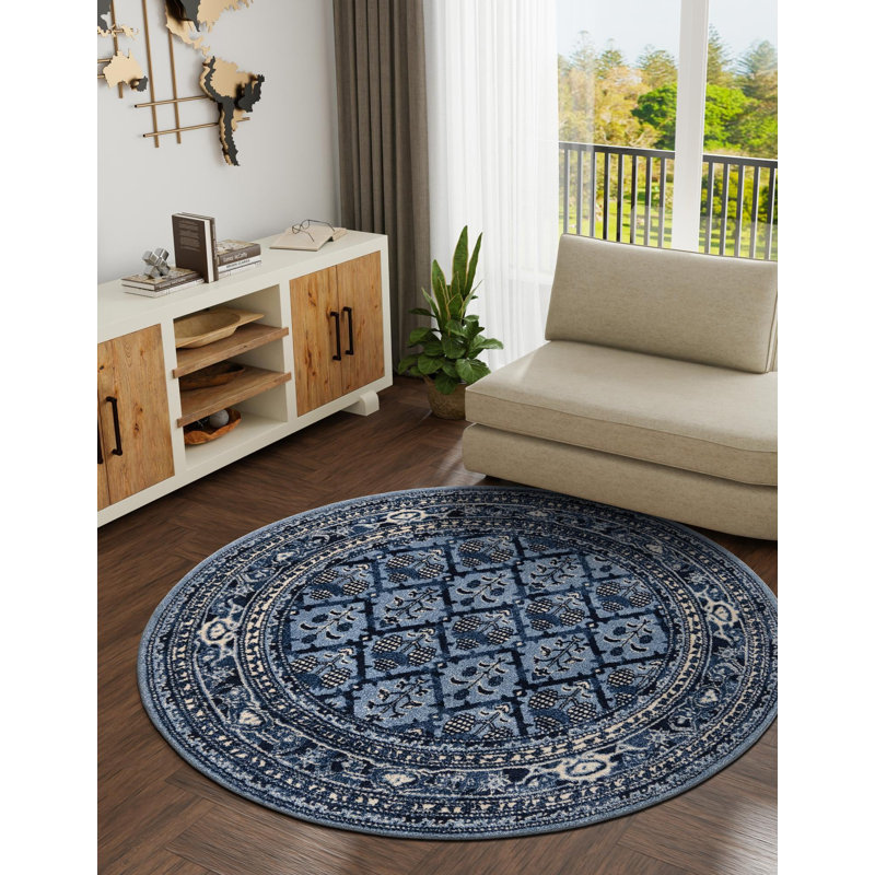 Hartle Geometric Indoor Rug, Round 6'1"