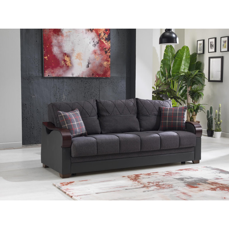 Selry 86.2'' Upholstered Sleeper Sofa, Anthracite Gray