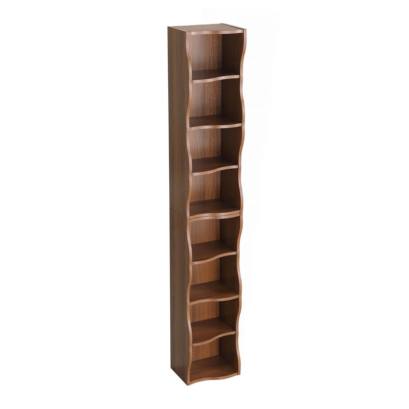 8-Layer Adjustable Shelf Ultra-Thin Bookshelf With A Wavy Border Design,Display And Multi-Functional Bookshelves In Home Offices