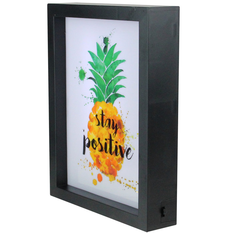 Boîte à lumière encadrée 9 "avec ananas et lumière DEL"