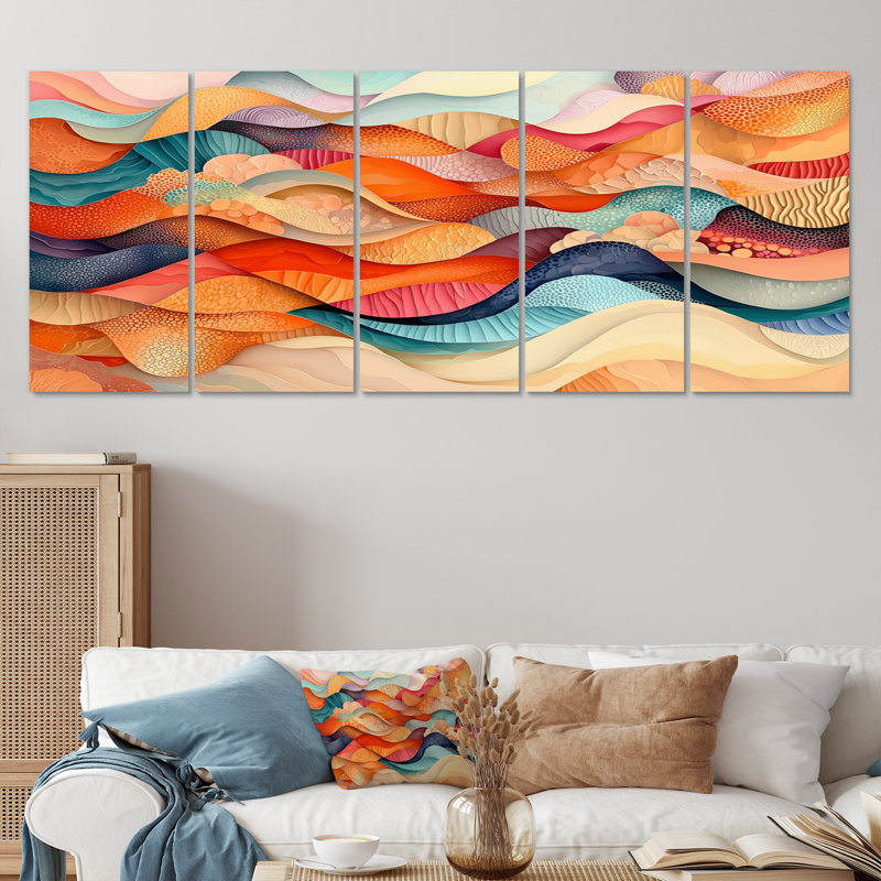 Onorina - art mural vagues - ensemble d'art mural moderne, 5, H 32 po x l 80 po