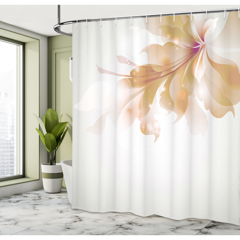  Rideau de douche simple bleu à fleurs ombrées, Vert sauge, H 69 po x l 75 po