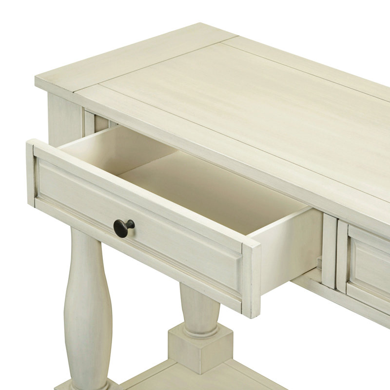 Cervantez Console Table Long Console Table with Drawers and Shelf,entryway table,sofa table, Antique White Incorrect