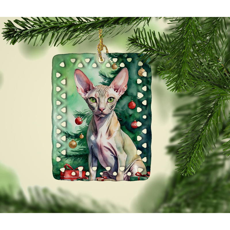 Ornement en porcelaine Peterbald, Chat Peterbald
