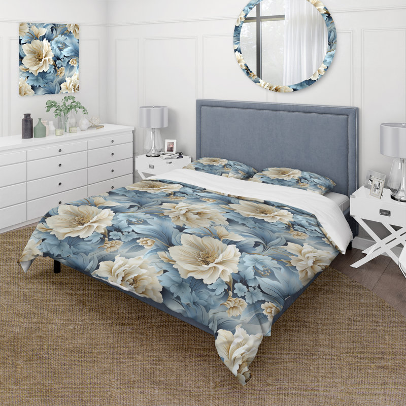 Ensemble de housse de couette Ethereal Rococo Flourish Victorian, Housse de couette pour très grand lit et 2 très
