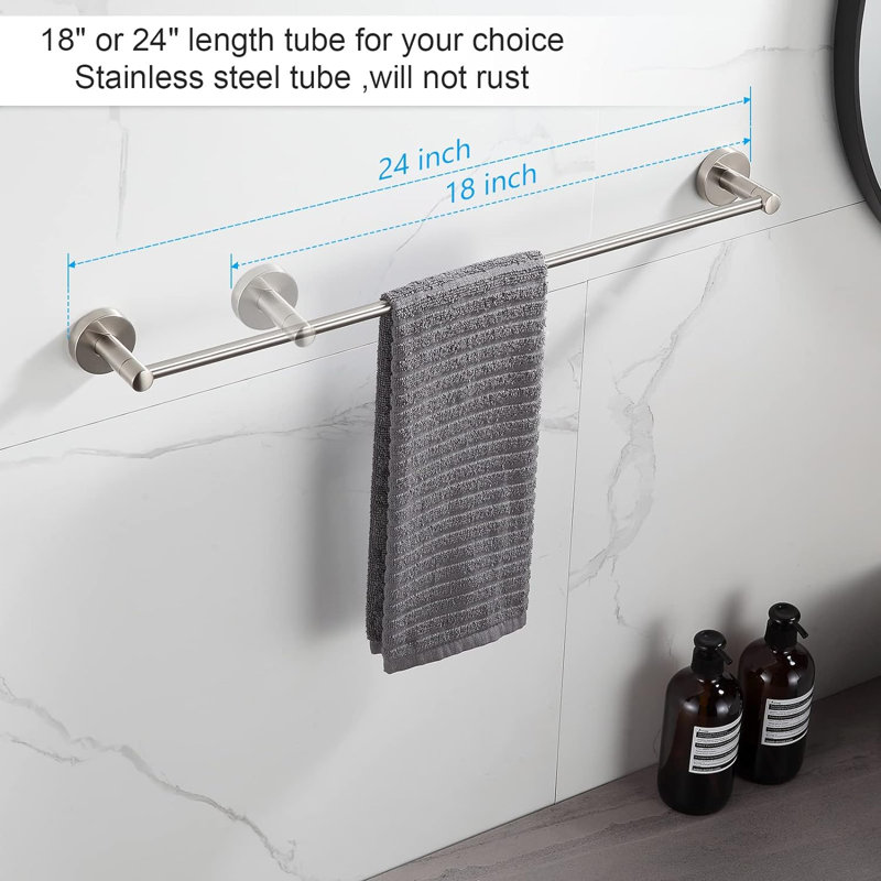Bathroom Hardware Set - 8 Piece Towel Bar Set With Adjustable Towel Bar, Toilet Paper Holder, Robe Hooks And Towel Rings, Heavy Duty Rust Resistant Bathroom Accessories