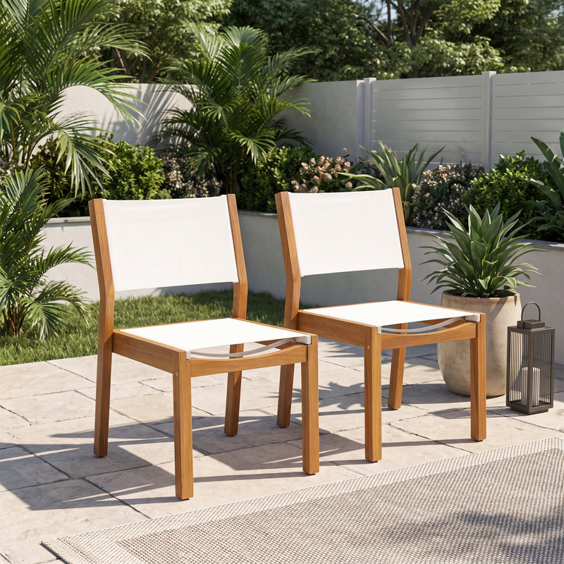Ensemble de 2 chaises de salle à manger d'extérieur empilables en bois d'acacia