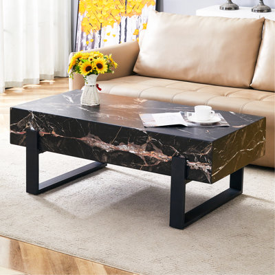 Table basse 47,2 po x 23,6 po en MDF minimaliste à motif de marbre. Autocollant à motif de marbre