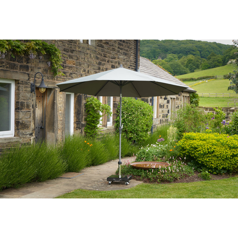 Hatten Riva Traditional Round Parasol, Luna Grey, 262cm H x 350cm W x 350cm D