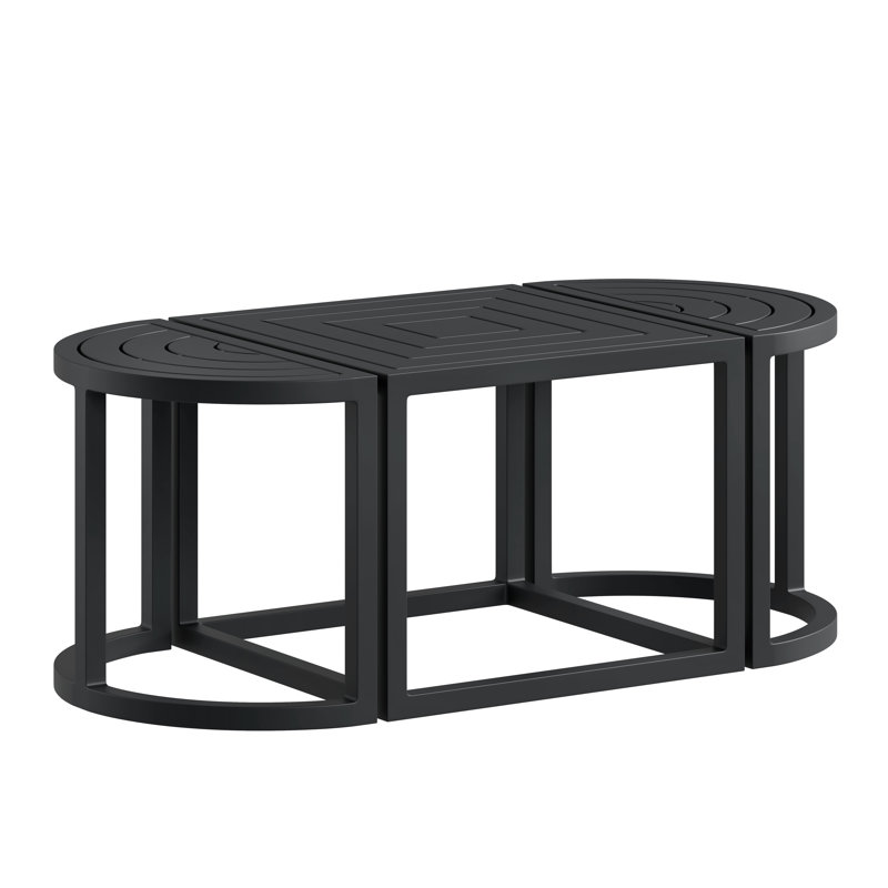 Tea Table (3 Piece), Textured Black