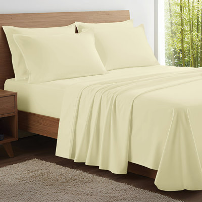 Bedroom 100% Organic Viscose From Bamboo Sheets Set, 300 Thread Count, Cooling Bedding Sheets for Hot Sleepers, Flat, Fitted, Pillowcase