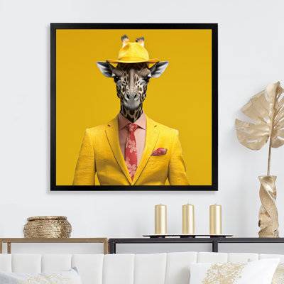 Art mural jaune avec girafe jaune