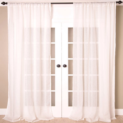 Solid 100% Linen Sheer Rod Pocket Header Curtain Panel for Bedroom & Living Room