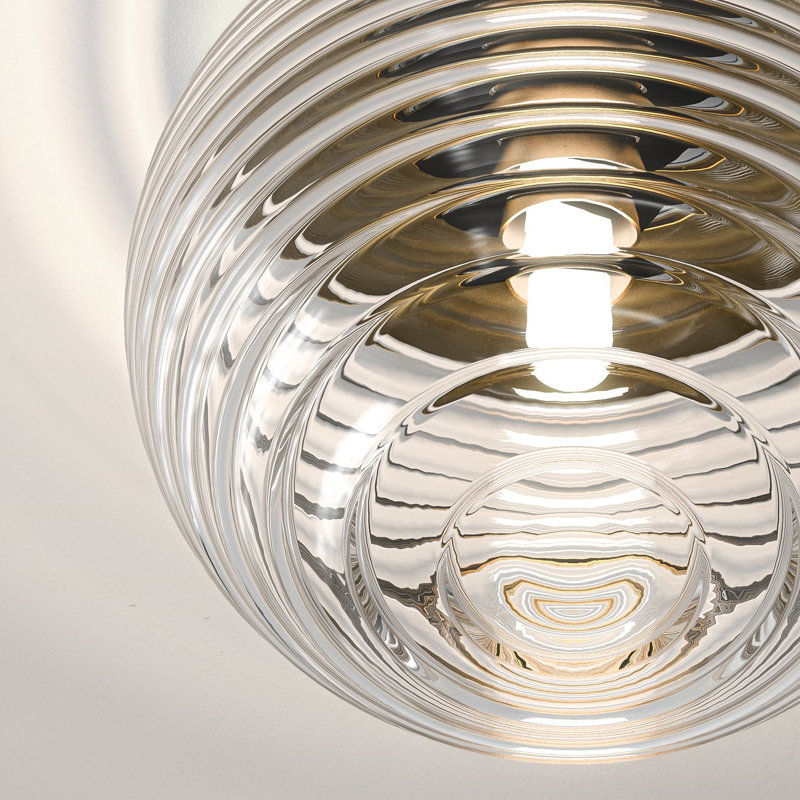 Tacoma 1 - Light Flush Mount, Ribbed, Antique Brass, Clear