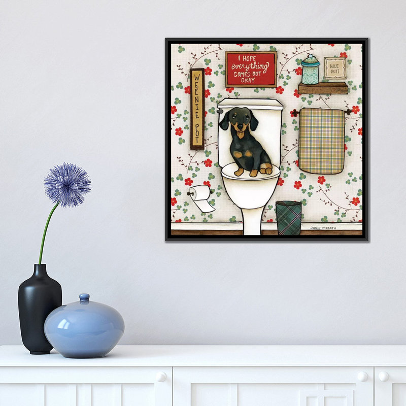 « Weenie pot » par Jamie Morath-impression, Toile avec cadre noir, Pas de tapis, H 18 po x l 18 po x 1,5 po
