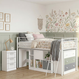 Leo Kids Metal Midsleeper Bed With Kimberley Bedside Table Bedroom Set