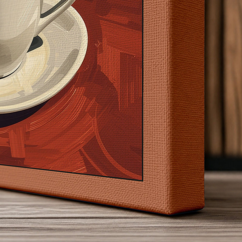 Coffee Cup Study Modern - Wrapped Canvas, 18x12 - 45.7 x 30.5 cm, Terracotta Border