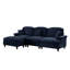 Canapé modulaire en chenille de style Mid-Century avec jupe à volants détachable et repose-pieds - canapé modulaire en L, bleu