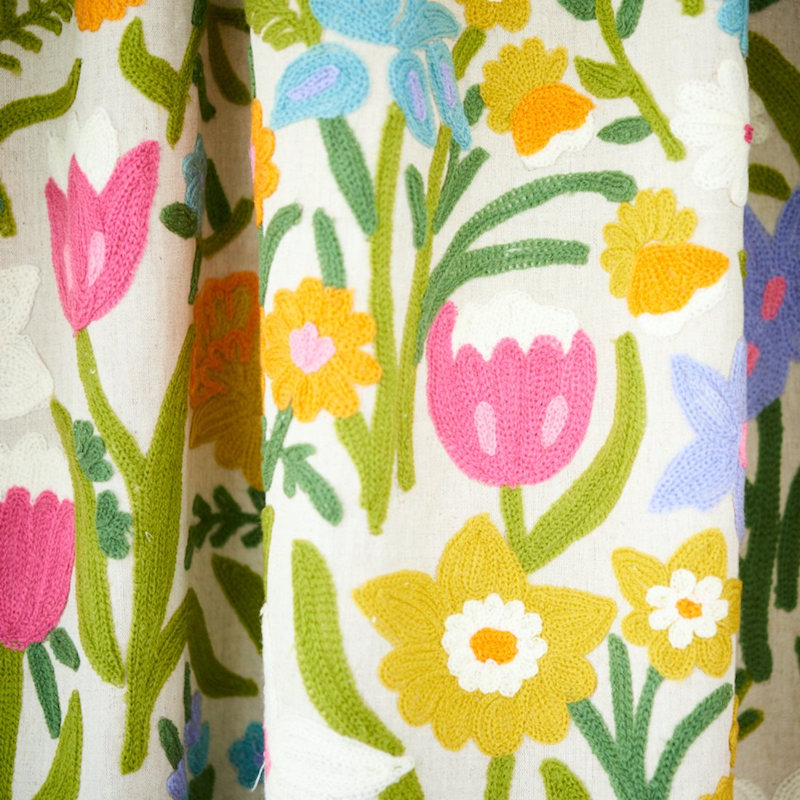 Crewel Garden Fabric, Multicolor