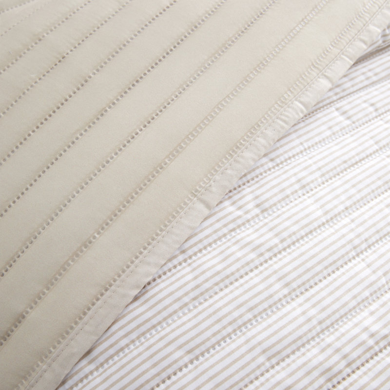 Stripe Quilted Reversible Bedspread, Beige