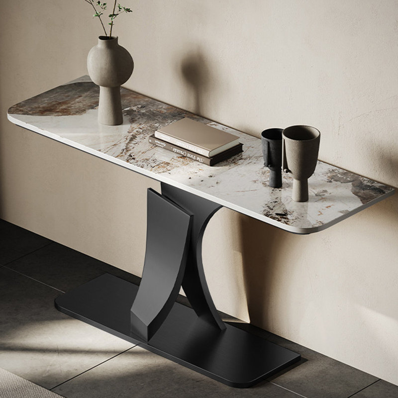 Console italienne de luxe minimaliste, 33.5" H x 59" W x 13.8" D, Noir