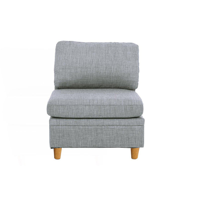 Chaise d'appoint de salon, chaise sans accoudoirs, chaise de lecture, Gris clair