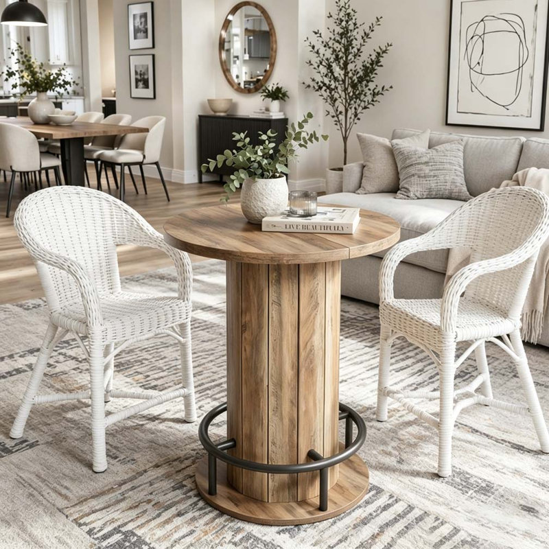 Table de bar, table basse ronde, Rustic Brown