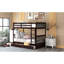 Lit superposé Twintwin avec cabines de rangement et échelles en brun foncé luxueux
