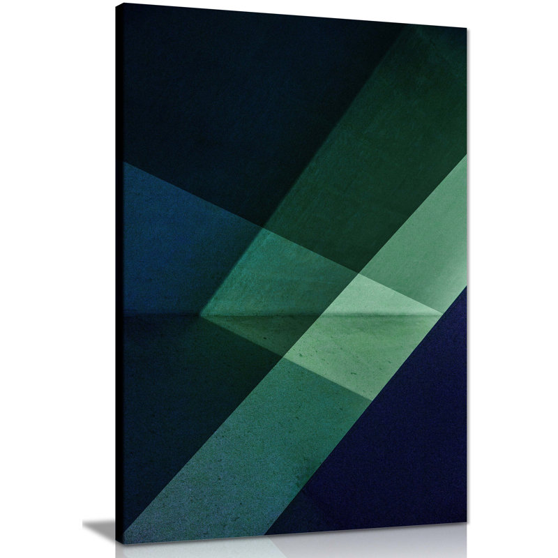 Abstract Green & Blue Shapes Patterns - Wrapped Canvas Print, 91cm H x 61cm W