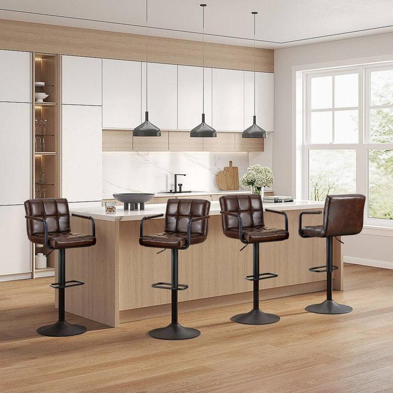 Tabouret de bar Penacook, Marron foncé, Noir