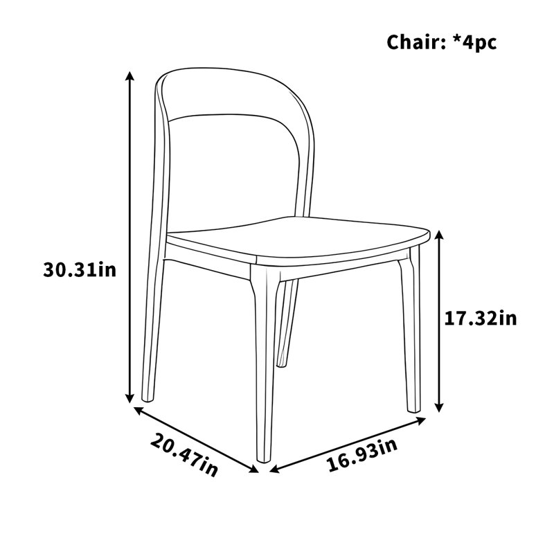 Chaise de salle à manger classique en bois massif