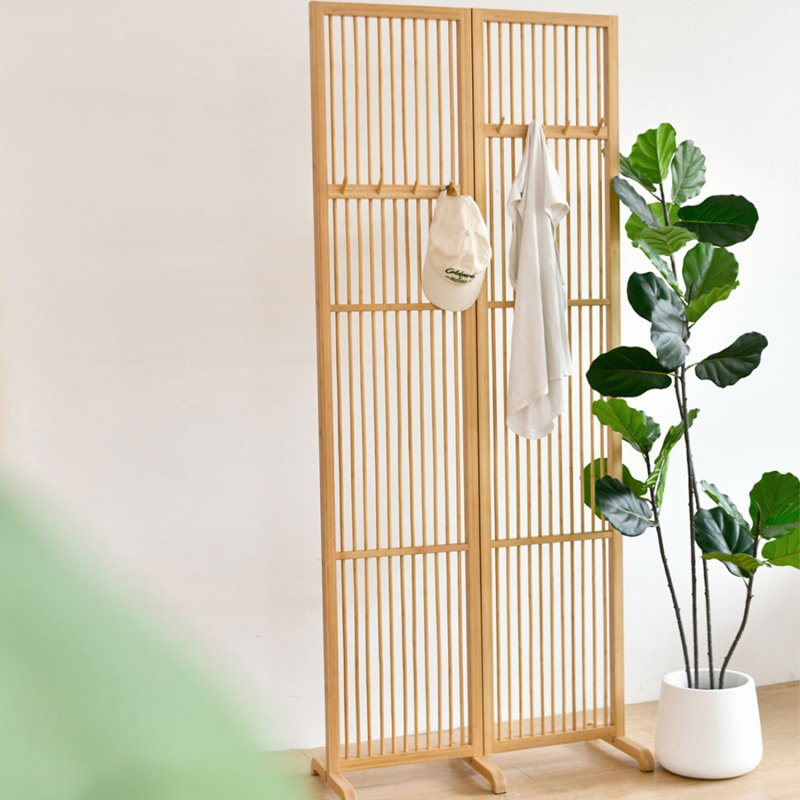 Paravent en bois massif 2 panneaux Burlywood