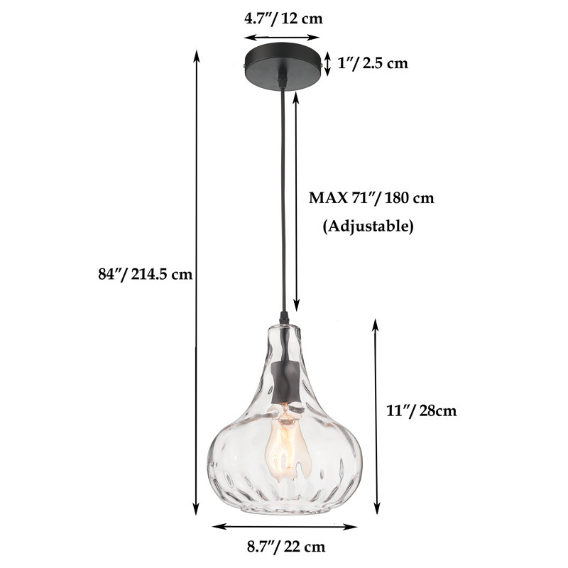 1 - Light Single Pendant, Matte Black