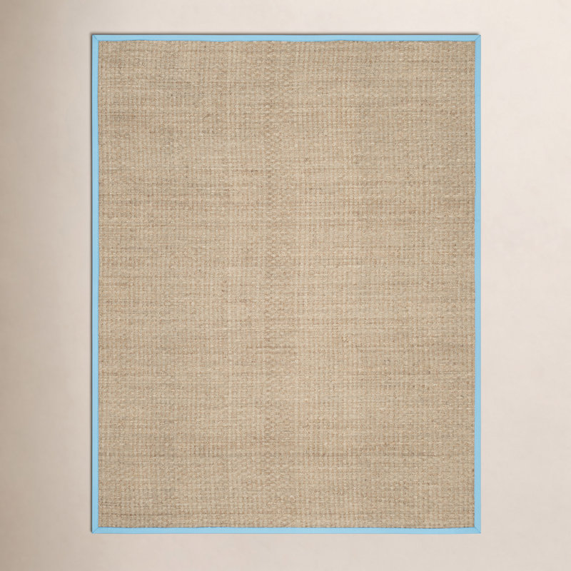 Joanna Auckland Bamboo Natural/Turquoise Area Rug, Rectangle 2'6" x 4'