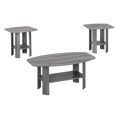 3Pcs Living Room Table Ensemble: Grey Laminate Coffee, End Tables With Elegance : 1 Coffee & 2 Magnetism