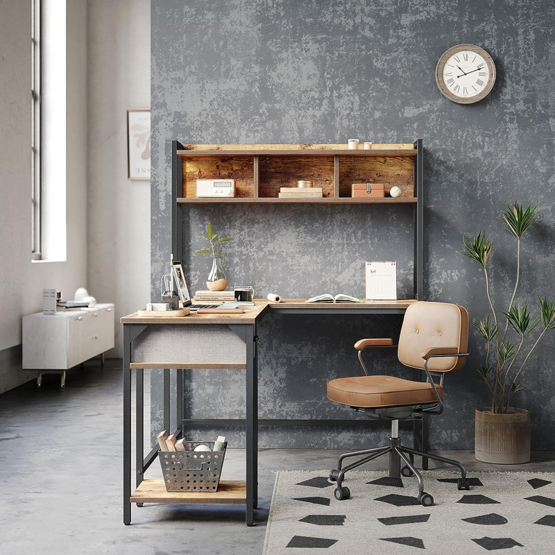 Bureau en L Lilou, Brun rustique / noir