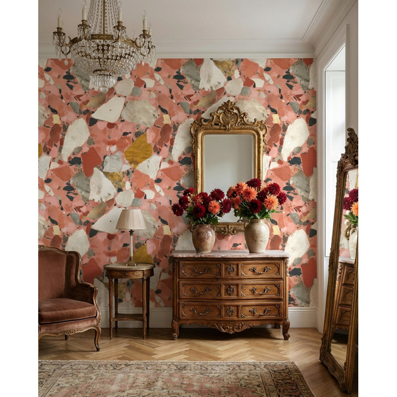 Rouleau double de papier peint à motif abstrait motif terrazzo amovible, Peler et coller