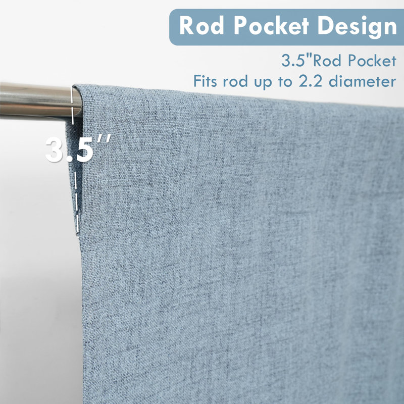 Antonino Linen Textured Blackout Tie Up Curtains Double Layer Thermal Insulated Lined Balloon Roman Shade, 39" W x 55" L