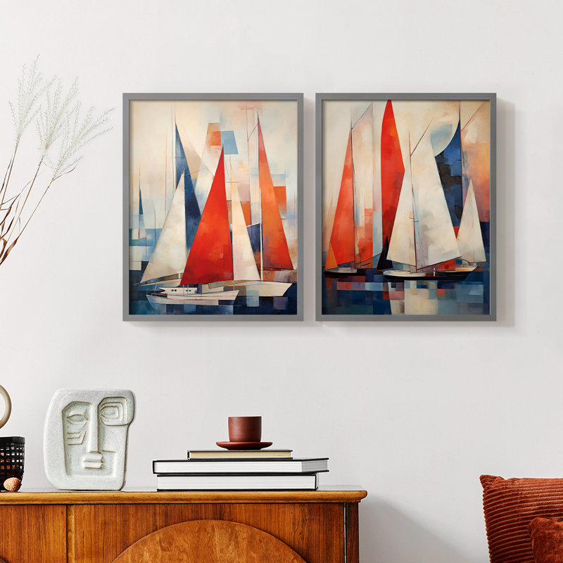 NAUTICAL Series CDVI - reproduction encadrée de qualité supérieure - prête à être accrochée - aucun clou requis - aucun clou requis