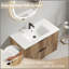 Meuble-lavabo mural 36 po avec panneau cannelé 3D et lavabo intégré en céramique