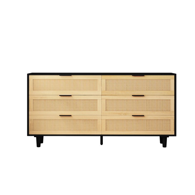 Armoire de rangement en rotin à 51 tiroirs 51,18 po, H 29,53 po x l 51,18 po x P 15,75 po, Noir
