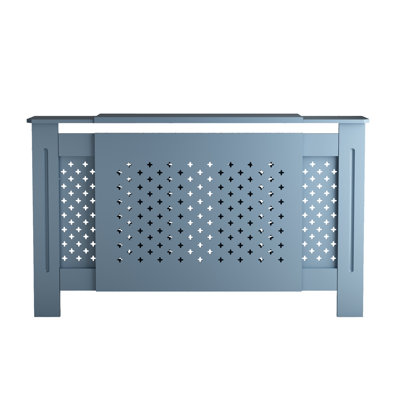 MDF Radiator Cover, Adjustable‑Width Decorative Perforated Panel Heater Cabinet with Multi‑Functional Top Display Shelf, Easy Assembly Indoor Heating Enclosure