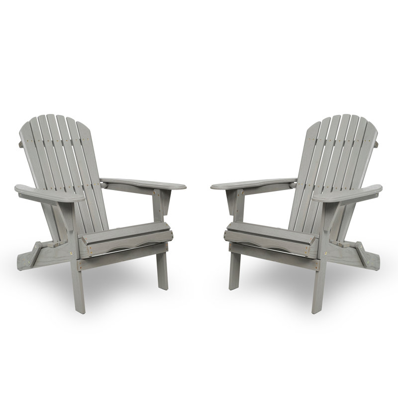 Chaise longue pliante en bois Adirondack, ensemble de 2, gris, Gris