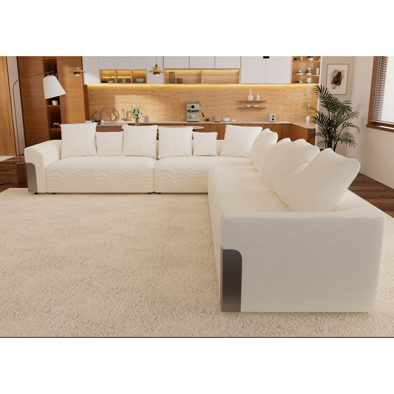 Canapé modulaire surdimensionné de 152,7 po, grands canapés modulaires modernes pour le salon, canapé d'angle en forme de L à 8 sièges profonds, canapé en nuage confortable avec coussins, chenille, orienté vers la droite