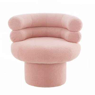 Luna Modern Teddy Fleece 360° Swivel Accent Chair With Barrel Backrest