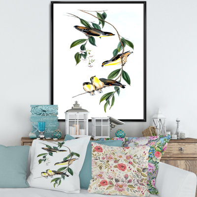 Oiseau rétro III - peinture sur toile