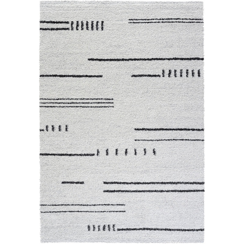 Tapis en polypropylène noir, gris anthracite, ivoire et blanc Kyrie