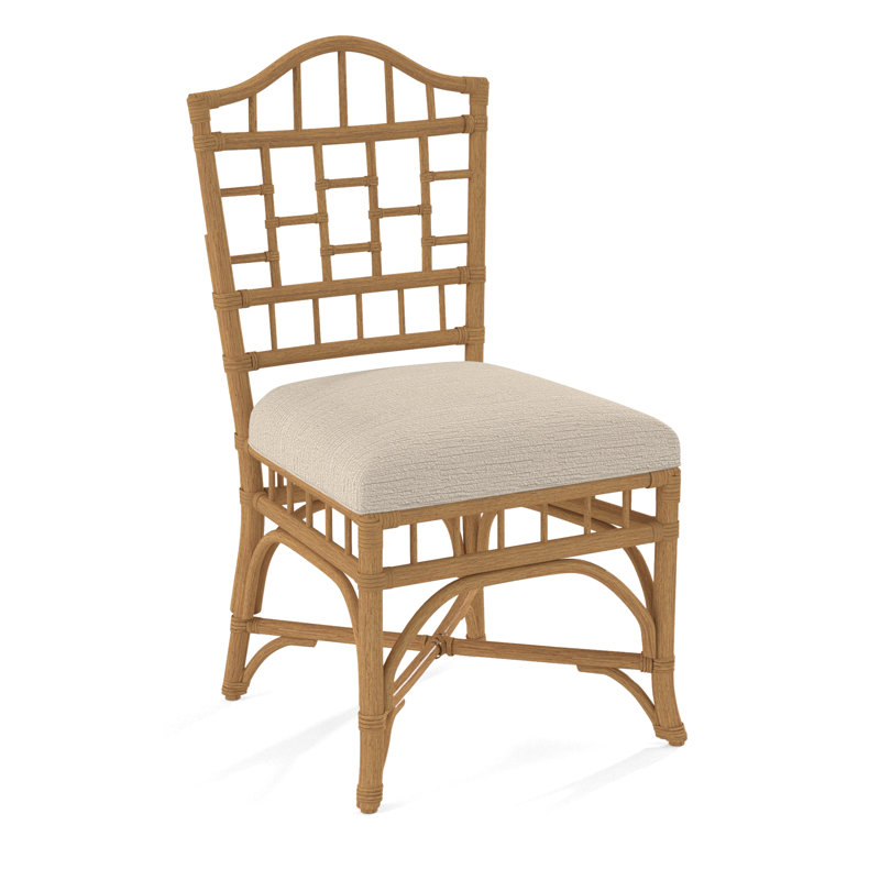 Chippendale Side Dining Chair, Honey, Cobalt Blue Stripe; 0204-64